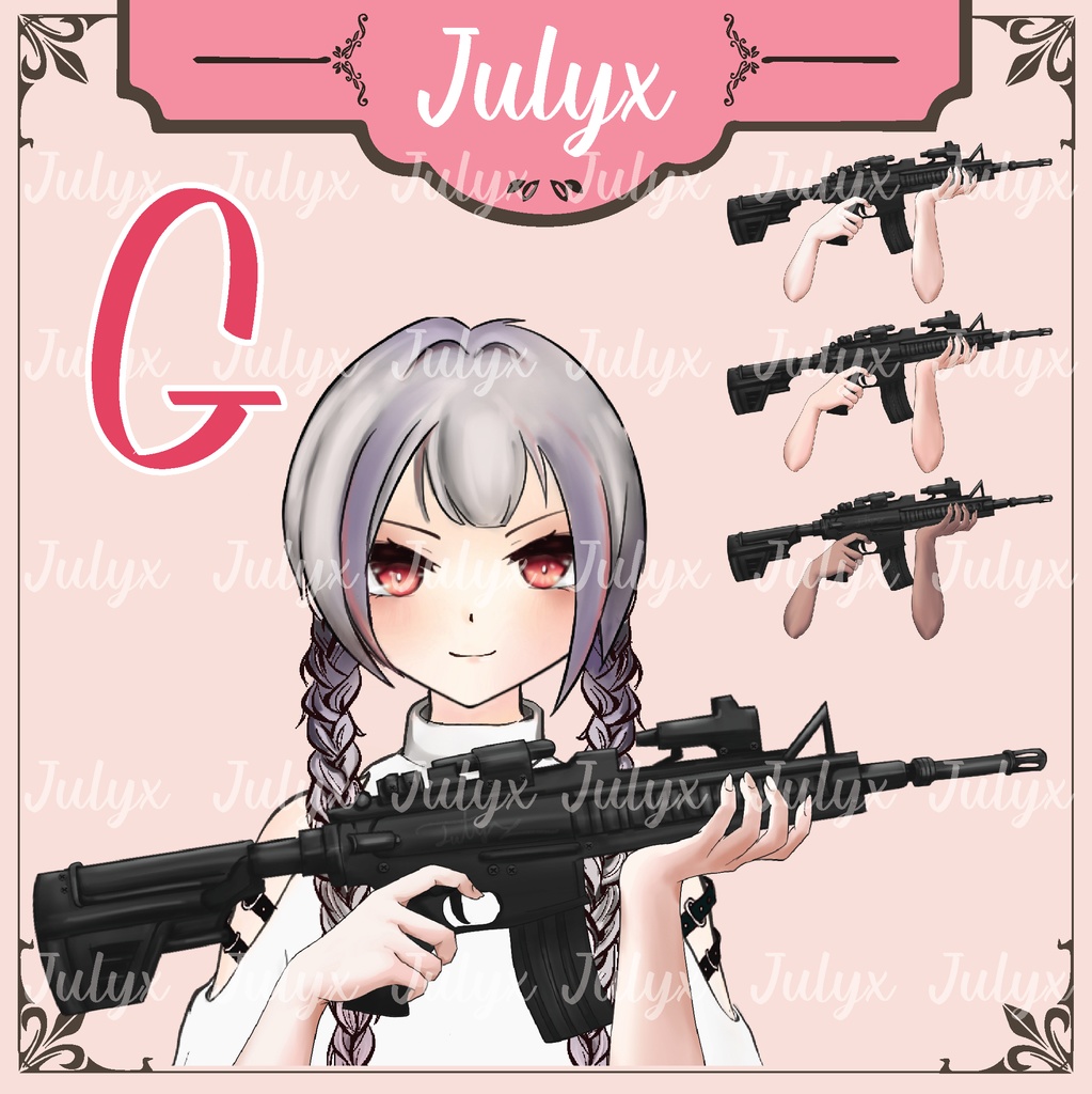 VTuberモデル用の手、AK銃、マスク(FPSゲーム「Apex」向けアセット)