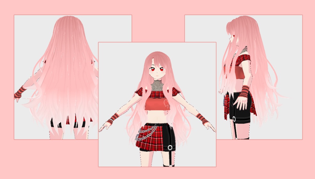 long pink hair for Vroid