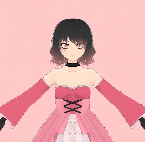 Short Hair Black-Pink Hair