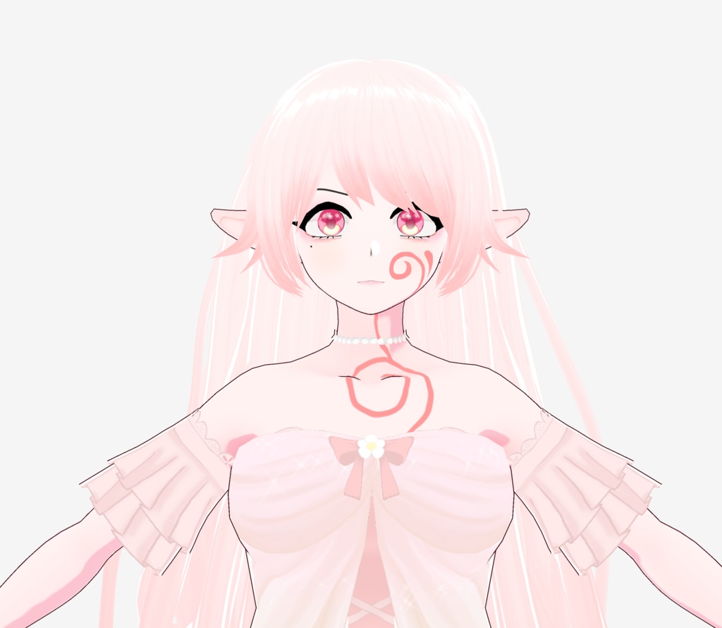 Feet-Long curly White-Pink Hair