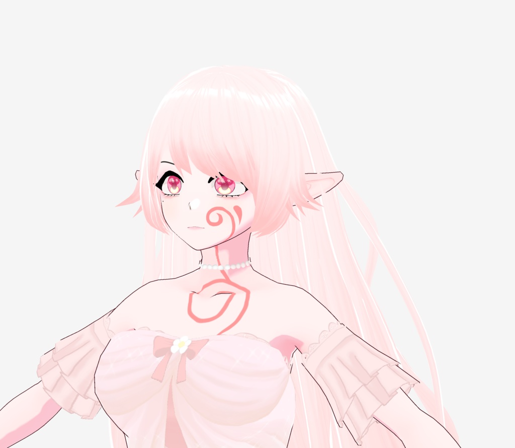 Feet-Long curly White-Pink Hair