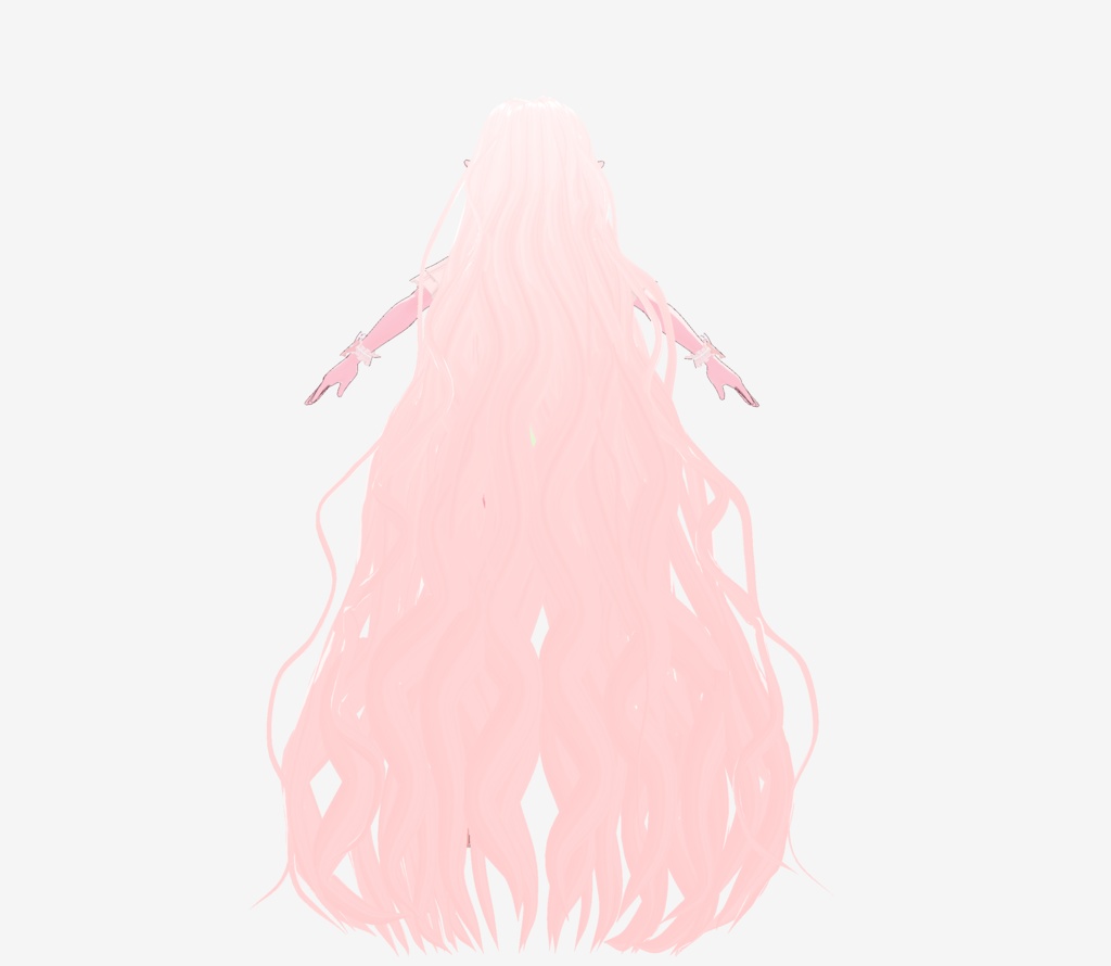 Feet-Long curly White-Pink Hair