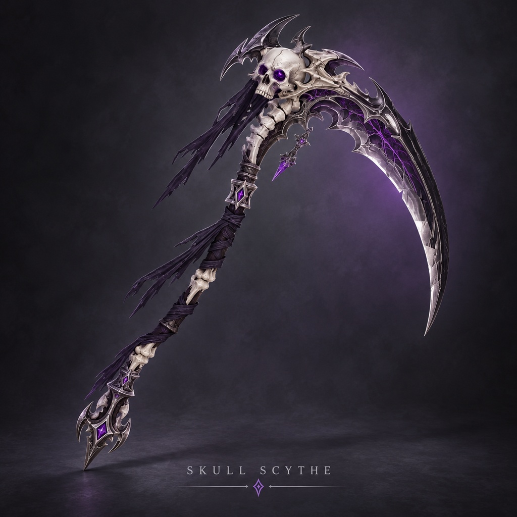 【3Dモデル】髑髏の死神鎌 / Skull Reaper Scythe