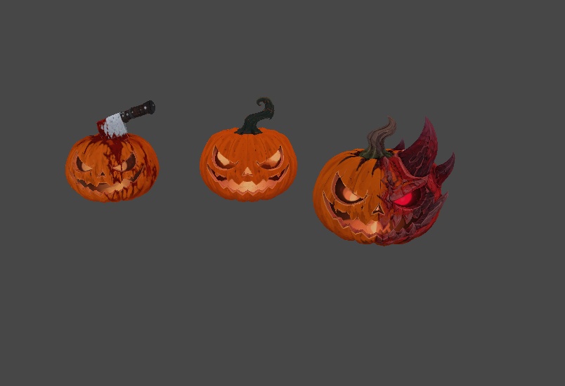 【無料 / FREE】【Halloween】ハロウィンかぼちゃ 3点セット | Jack-o'-Lantern Set【3Dモデル・VRChat向け】