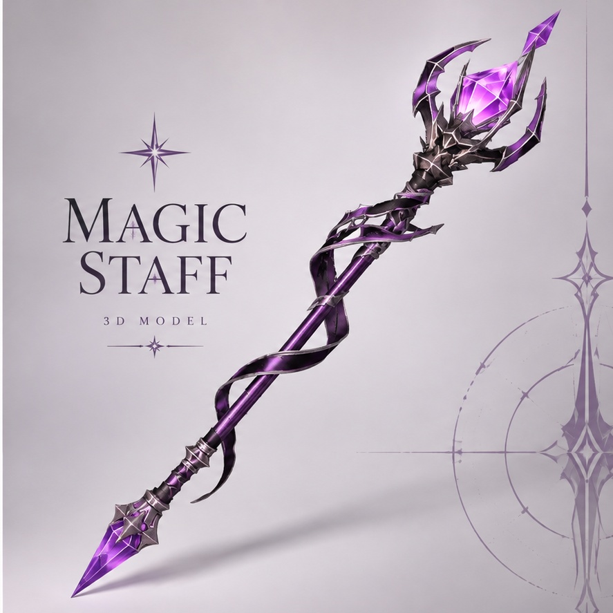 1. 【3Dモデル】闇の紫水晶の杖 / Dark Amethyst Staff