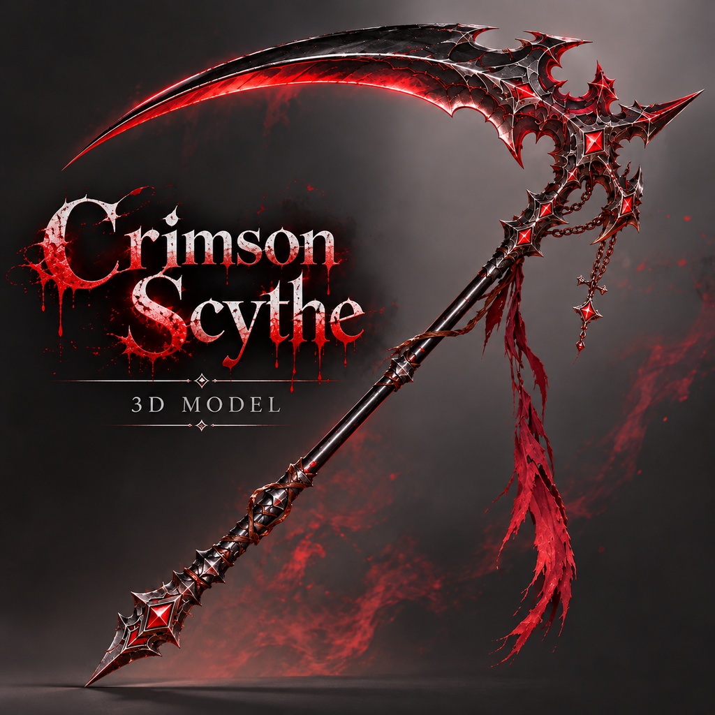 【3Dモデル】Crimson Scythe｜深紅の大鎌｜ダークファンタジー・ハロウィン