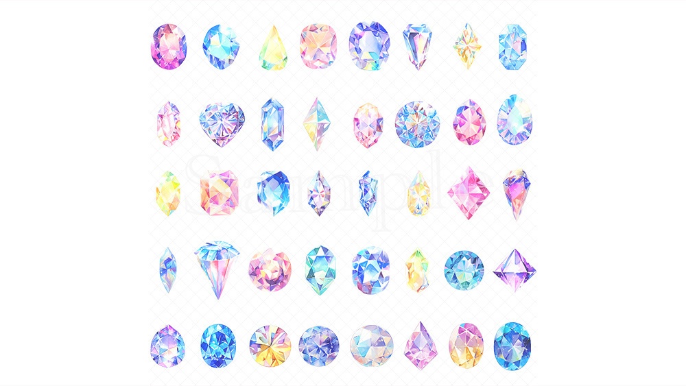 【web/印刷用】キラキラ宝石水彩イラスト素材集【無料あり】