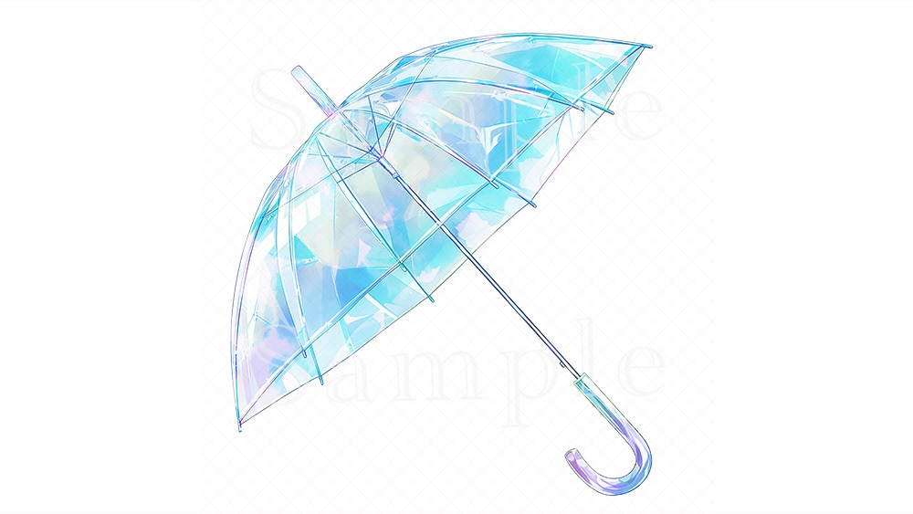 【無料】透明傘水彩イラスト素材集