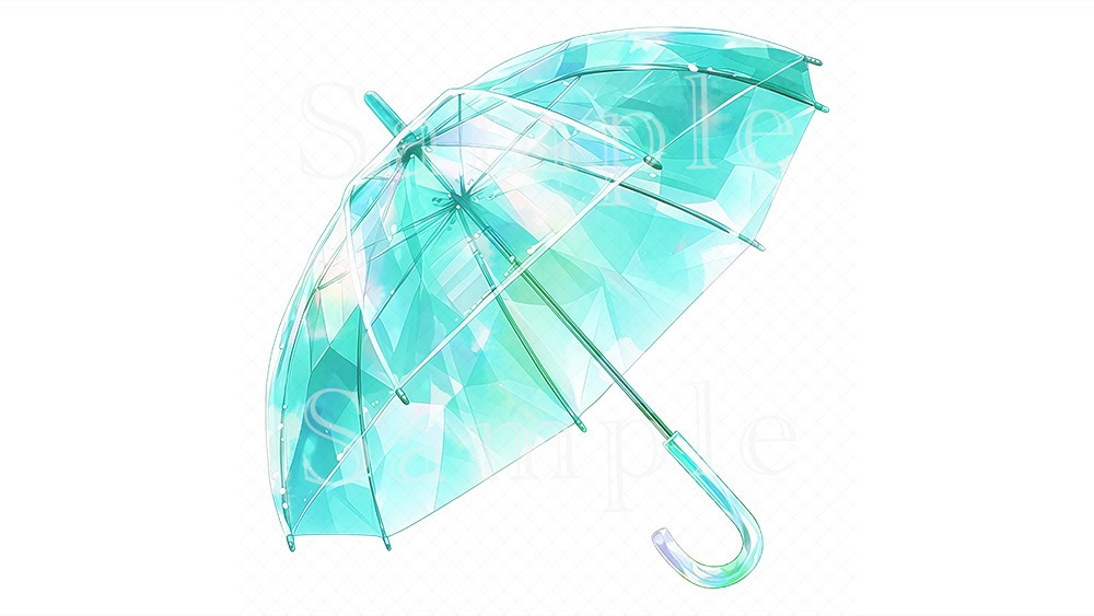 【無料】透明傘水彩イラスト素材集