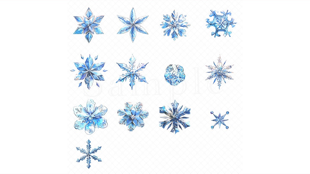 【web/印刷用】雪の結晶水彩イラスト素材集【無料あり】