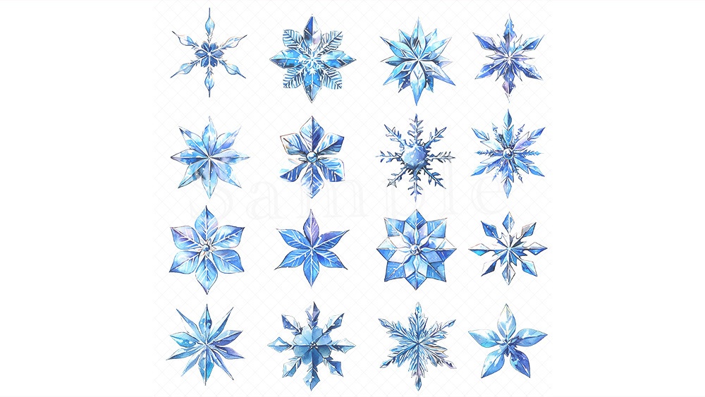 【web/印刷用】雪の結晶水彩イラスト素材集【無料あり】