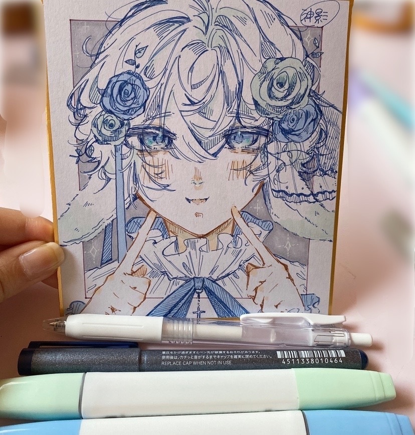 ミニ色紙原画(うさぎ)