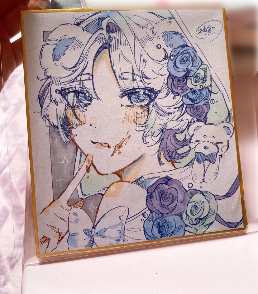 ミニ色紙原画(くま)