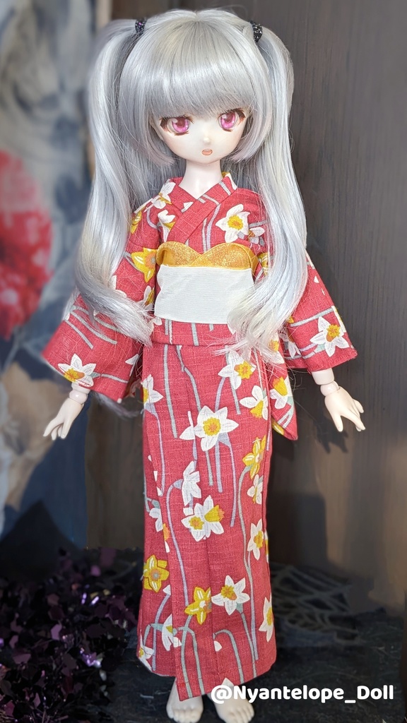 水仙浴衣(着物)(紅色) MDD 【Nyantelope】