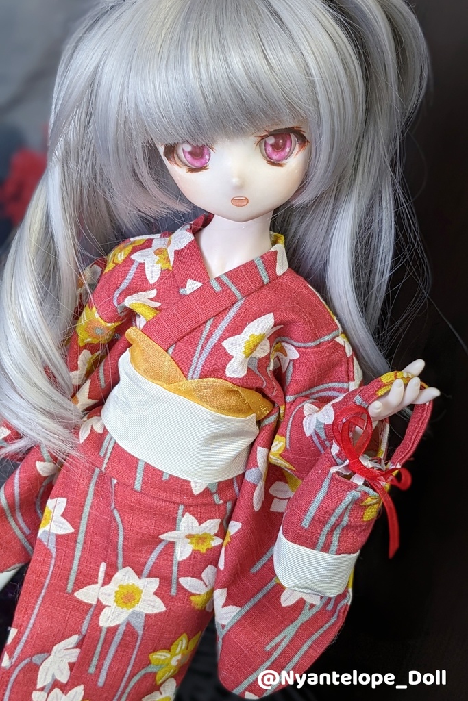 水仙浴衣(着物)(紅色) MDD 【Nyantelope】