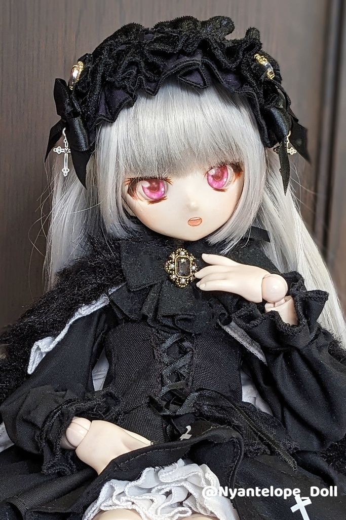 ベロアヘッドドレス(ブラック)【Nyantelope】ドール