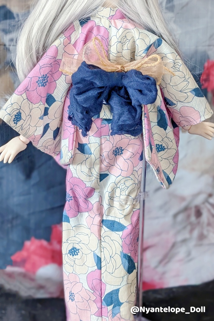 洋花のお嬢様浴衣(ピンク)【Nyantelope】 MDD 浴衣 巾着