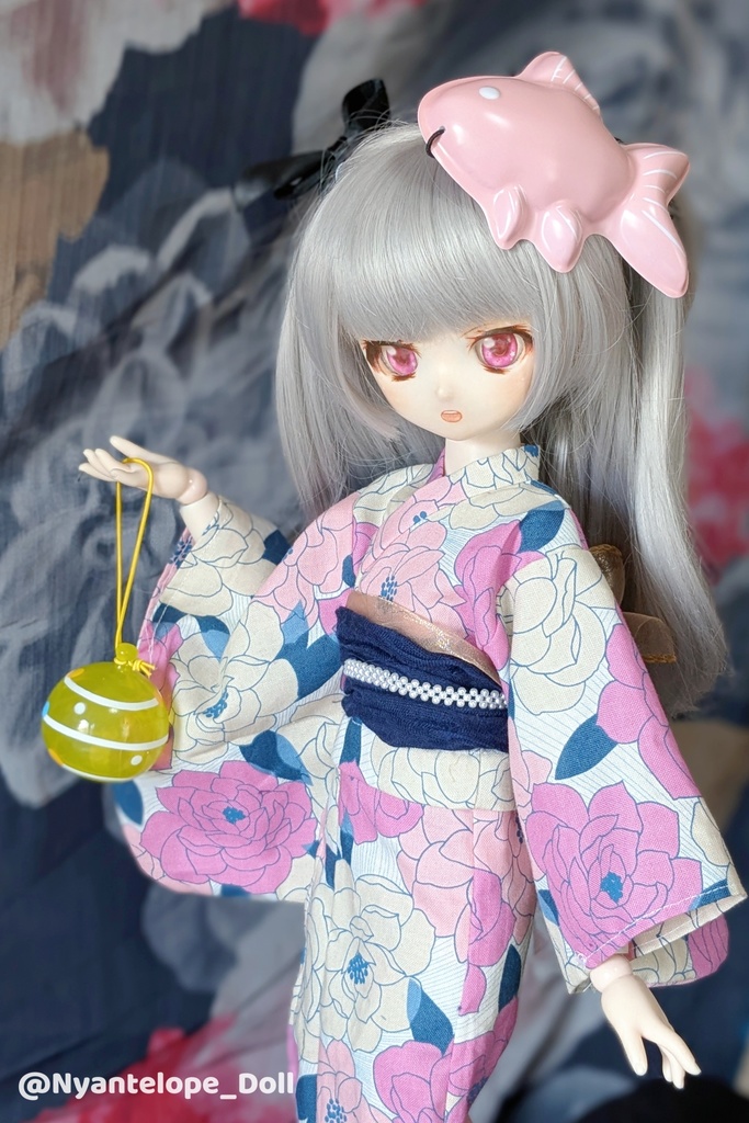 洋花のお嬢様浴衣(ピンク)【Nyantelope】 MDD 浴衣 巾着