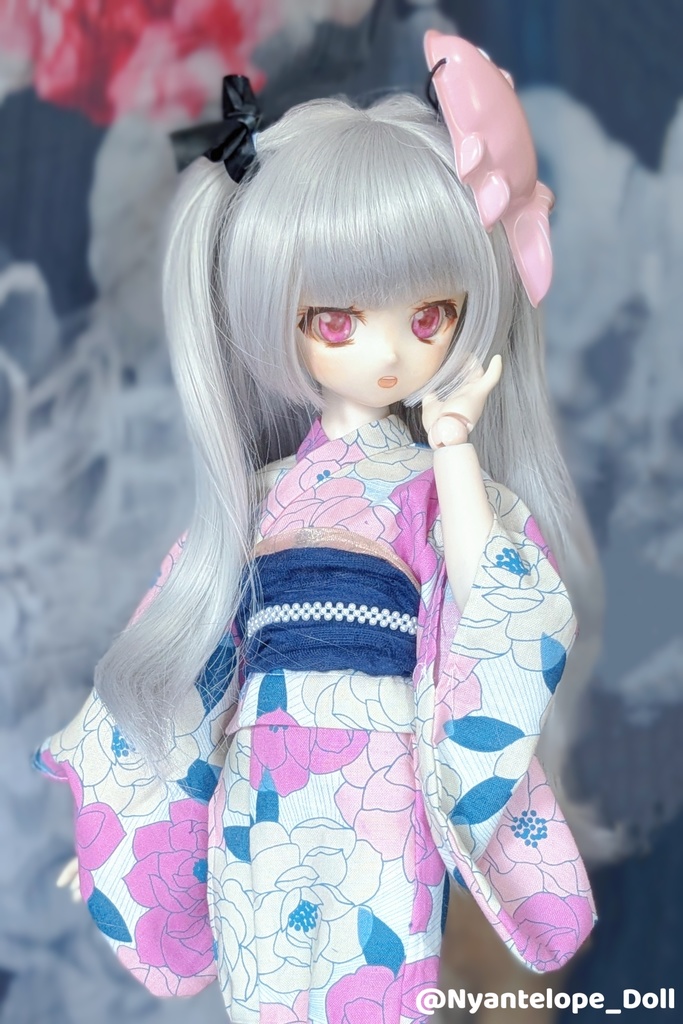 洋花のお嬢様浴衣(ピンク)【Nyantelope】 MDD 浴衣 巾着