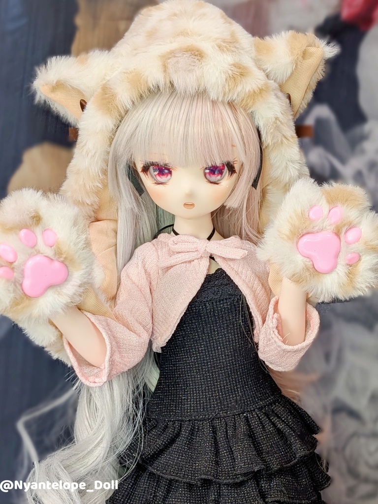 猫耳フード付きマフラー (ヒョウ、ユキヒョウ)【Nyantelope】 MDD マフラー 手袋