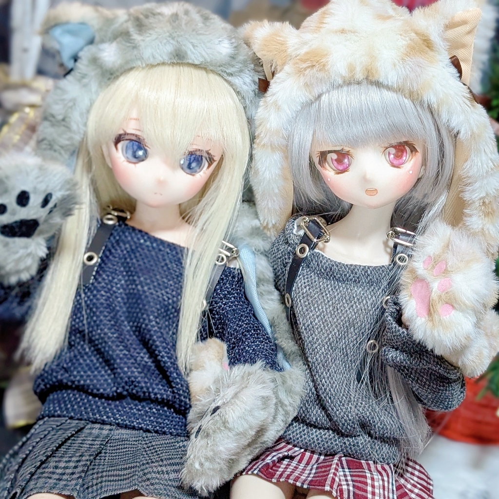 猫耳フード付きマフラー (ヒョウ、ユキヒョウ)【Nyantelope】 MDD マフラー 手袋
