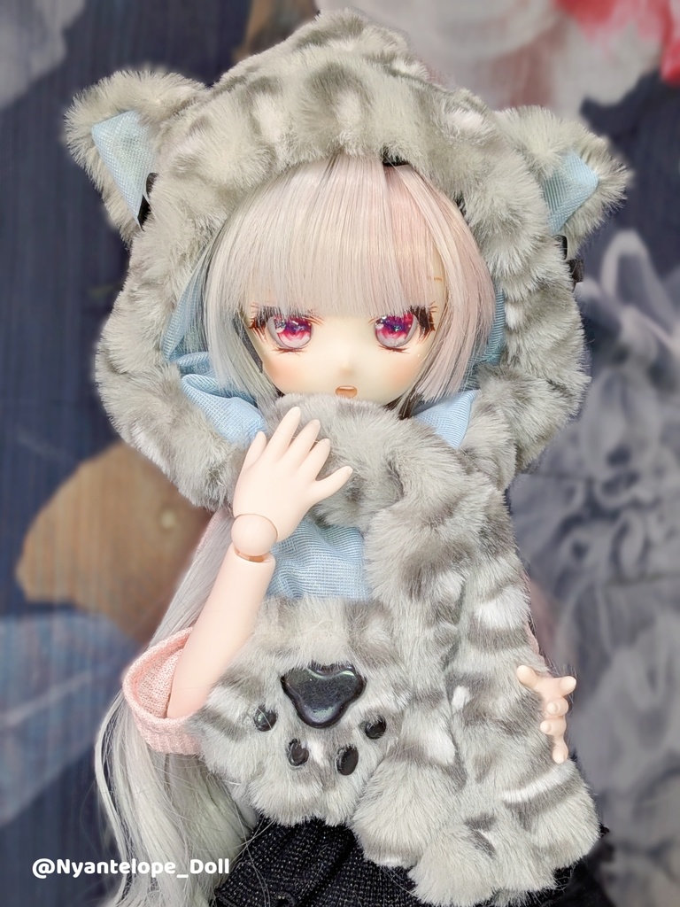 猫耳フード付きマフラー (ヒョウ、ユキヒョウ)【Nyantelope】 MDD マフラー 手袋