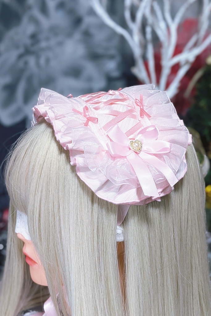 乙女のヘッドドレス(ピンク、ホワイト) 【Nyantelope】 ロリータ ロリィタ
