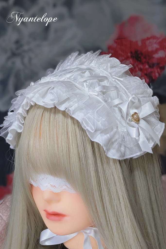 乙女のヘッドドレス(ピンク、ホワイト) 【Nyantelope】 ロリータ ロリィタ