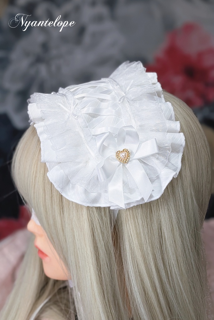 乙女のヘッドドレス(ピンク、ホワイト) 【Nyantelope】 ロリータ ロリィタ