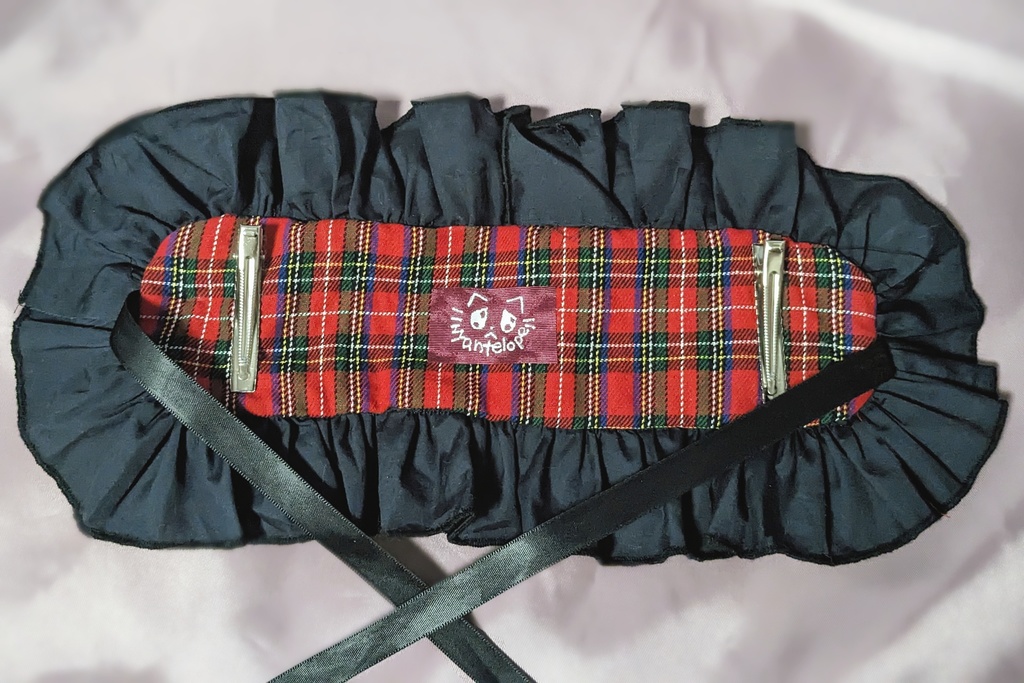 タータンチェックヘッドドレス(ホワイト、ブラック)【Nyantelope】 ロリータ ロリィタ ヘッドドレス