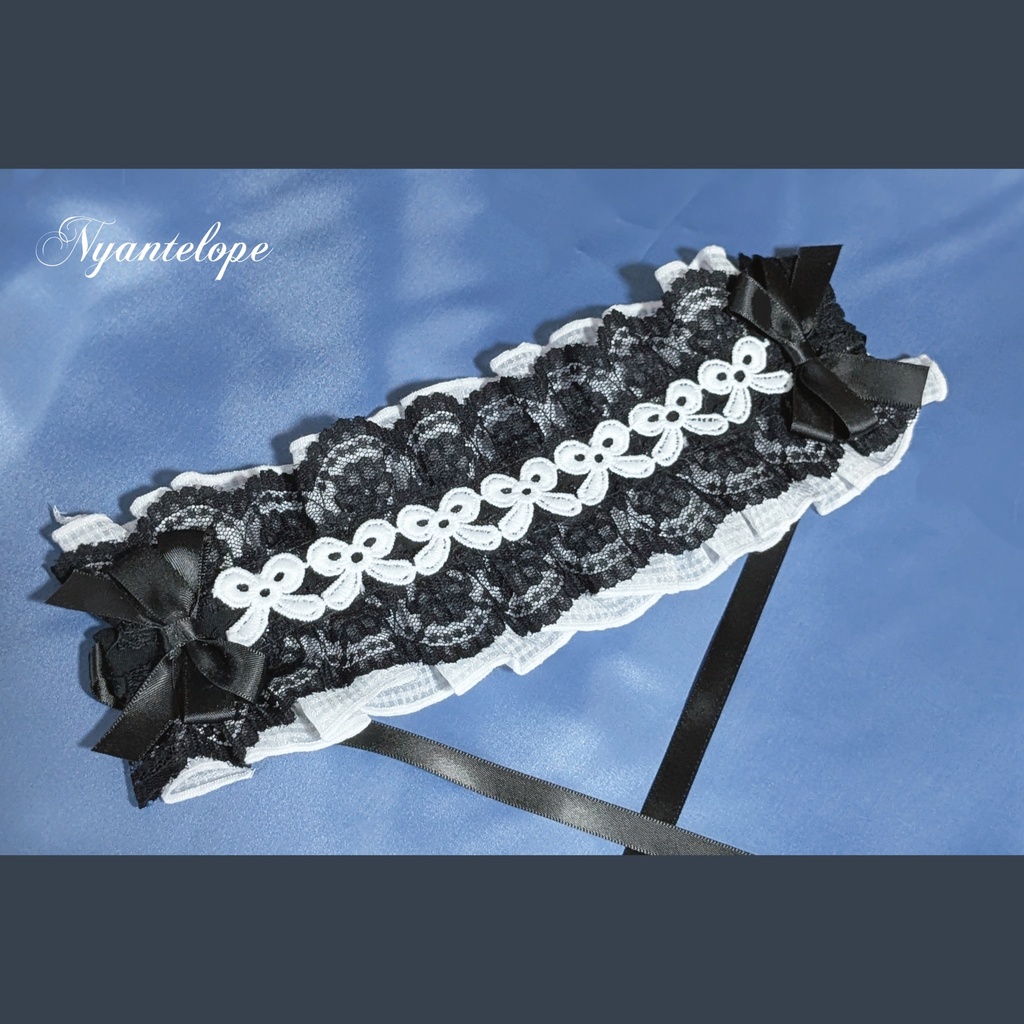 リボンレースのヘッドドレス(ブラック、ホワイト)【Nyantelope】 ロリータ ロリィタ ゴスロリ