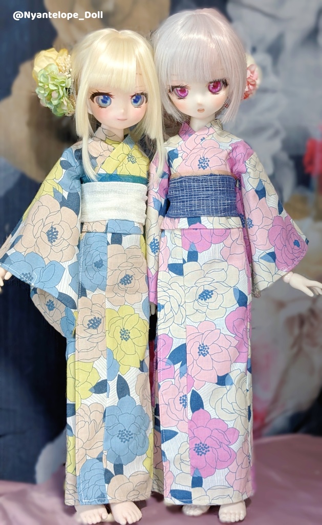 洋花のお嬢様浴衣(ピンク、イエロー)【Nyantelope】　MDD 浴衣 1/4 ドール