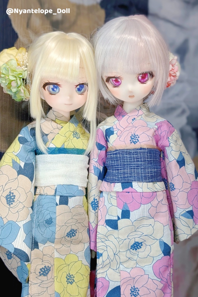 洋花のお嬢様浴衣(ピンク、イエロー)【Nyantelope】 MDD 浴衣 1/4 ドール