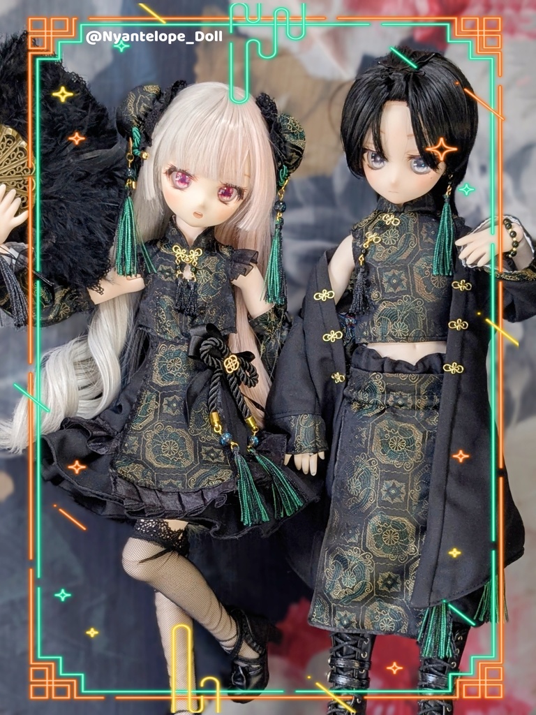 MDD チャイナロリィタちゃんセット、中華風お兄さんセット、羽扇子【Nyantelope】 imomodoll　ロリィタ　ロリータ　チャイナ服