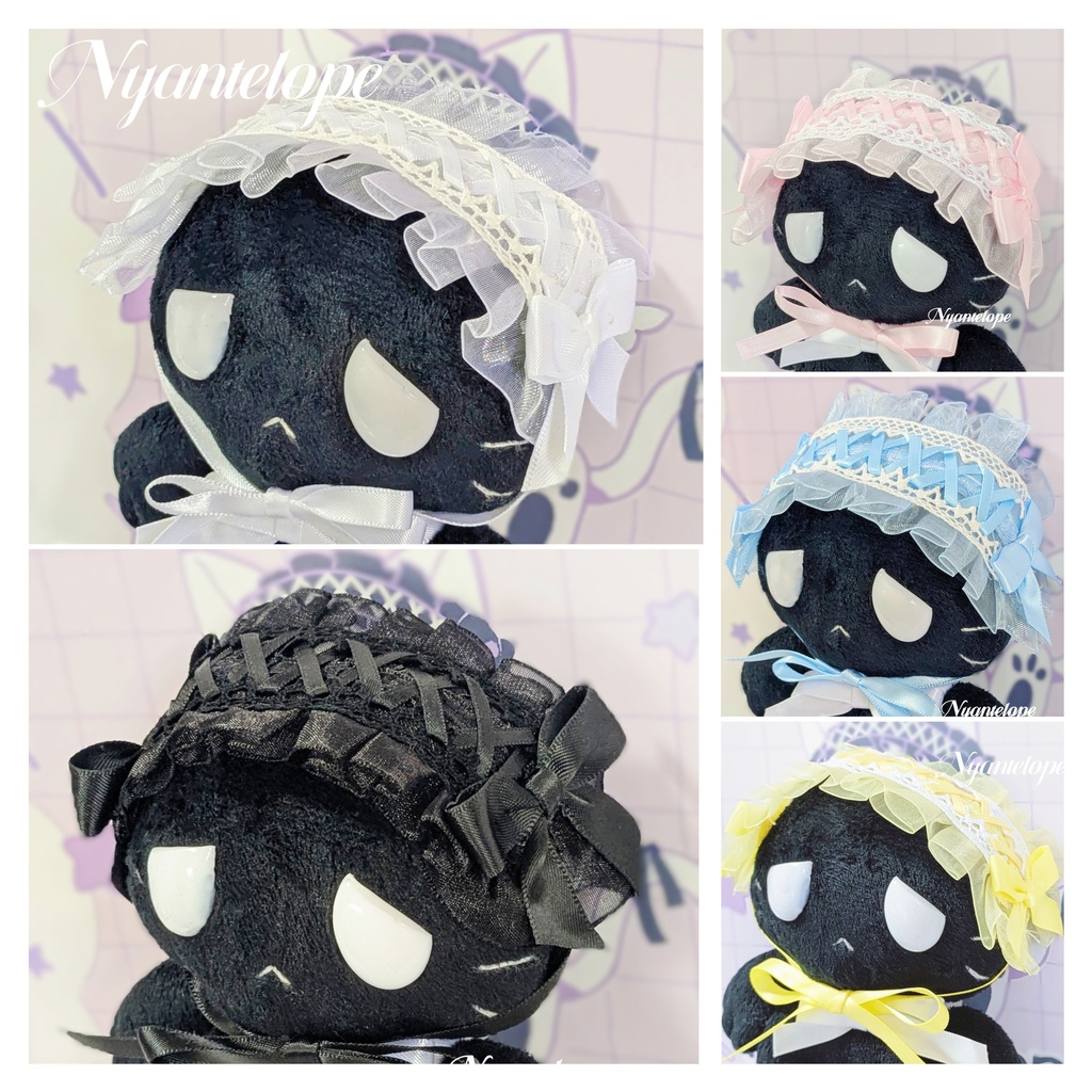 ワイヤー入りヘッドドレス(黒、白、水色、ピンク、黄色) ドール ぬいぐるみ MDD