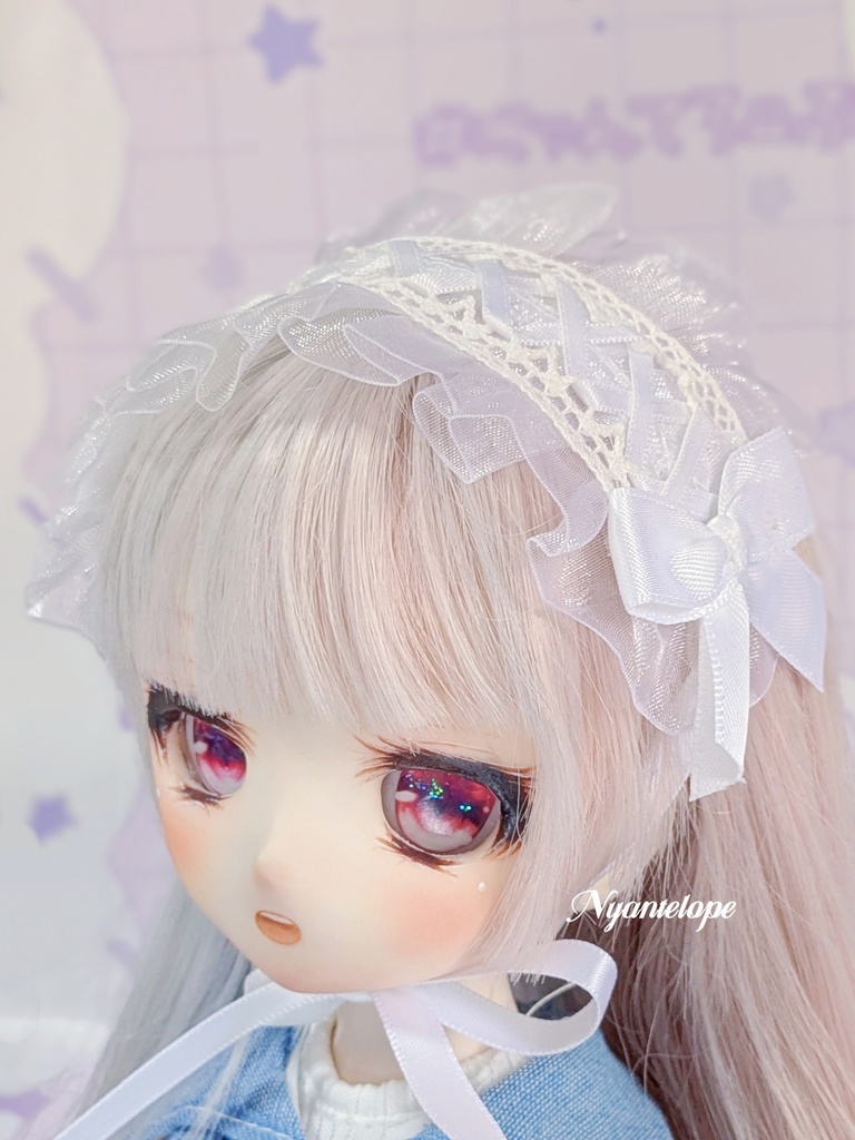 ワイヤー入りヘッドドレス(黒、白、水色、ピンク、黄色) ドール ぬいぐるみ MDD