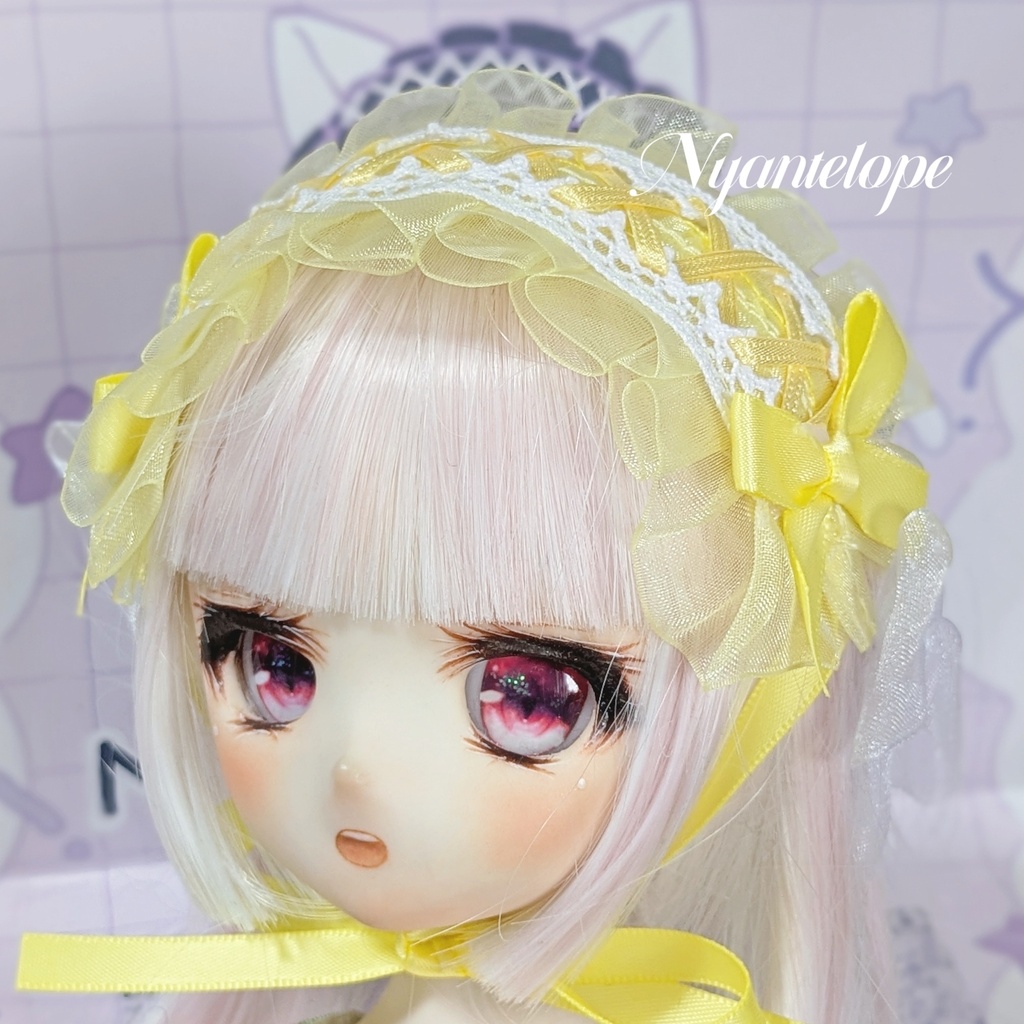 ワイヤー入りヘッドドレス(黒、白、水色、ピンク、黄色) ドール ぬいぐるみ MDD