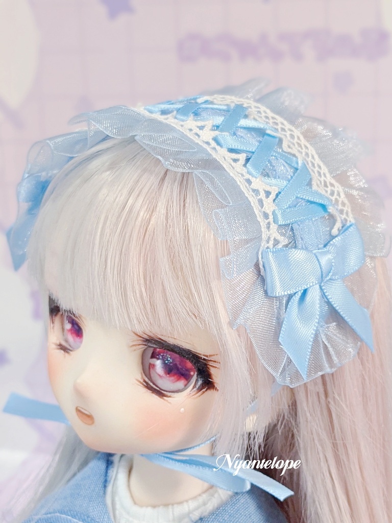 ワイヤー入りヘッドドレス(黒、白、水色、ピンク、黄色) ドール ぬいぐるみ MDD