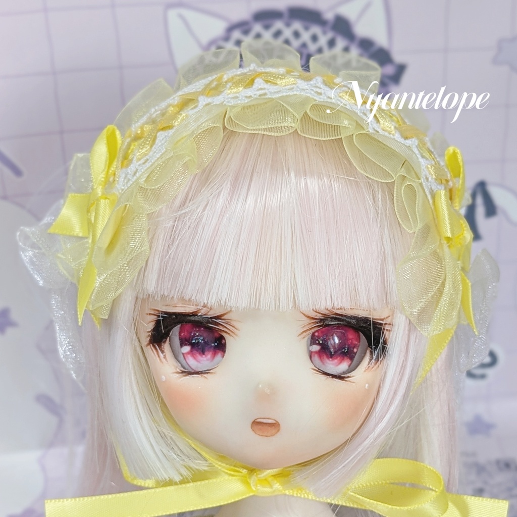 ワイヤー入りヘッドドレス(黒、白、水色、ピンク、黄色) ドール ぬいぐるみ MDD