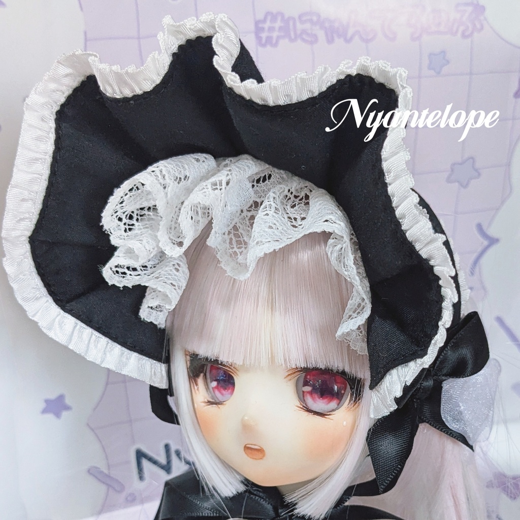 ワイヤー入りハーフボンネット(黒、白、赤) MDD DD ドール ぬいぐるみ