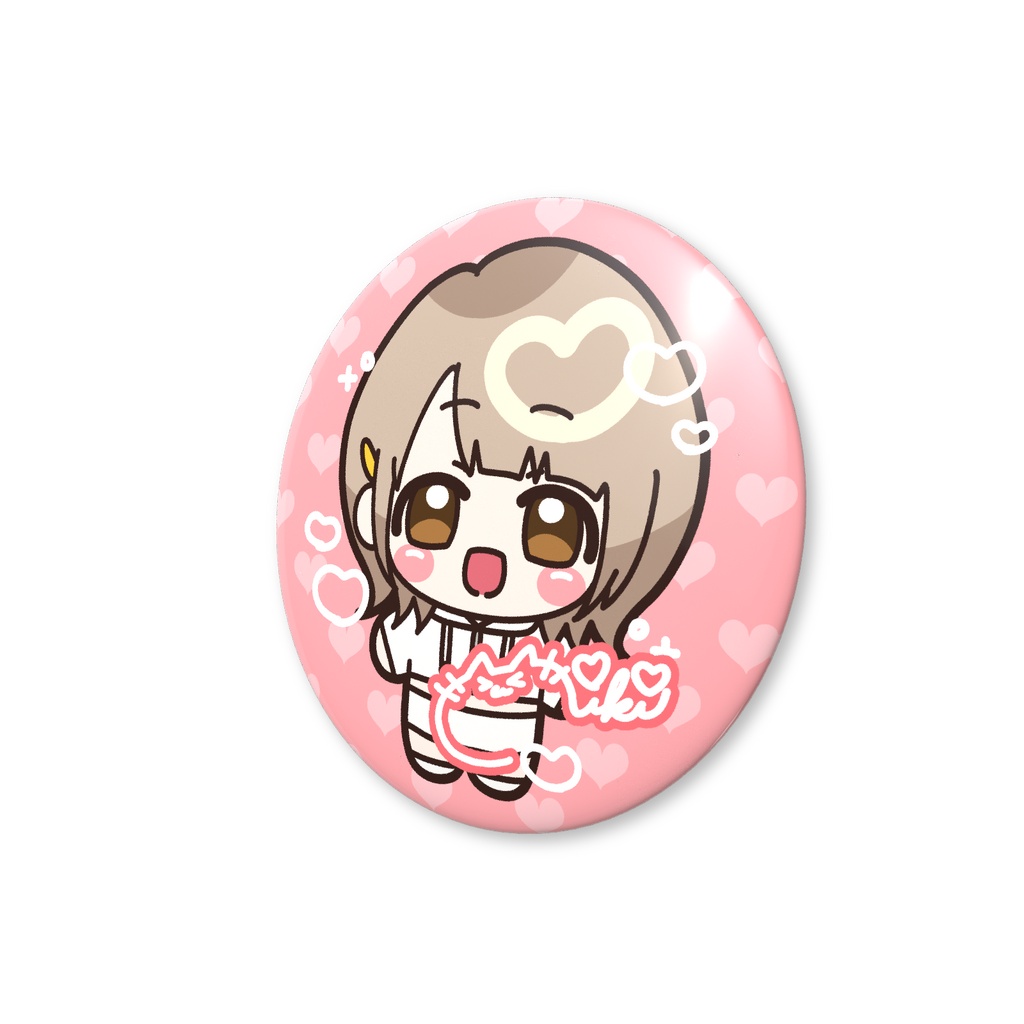 【ミキファン2周年】ミキ直筆❤ ミキちゃんおまんじゅう 缶バッジ