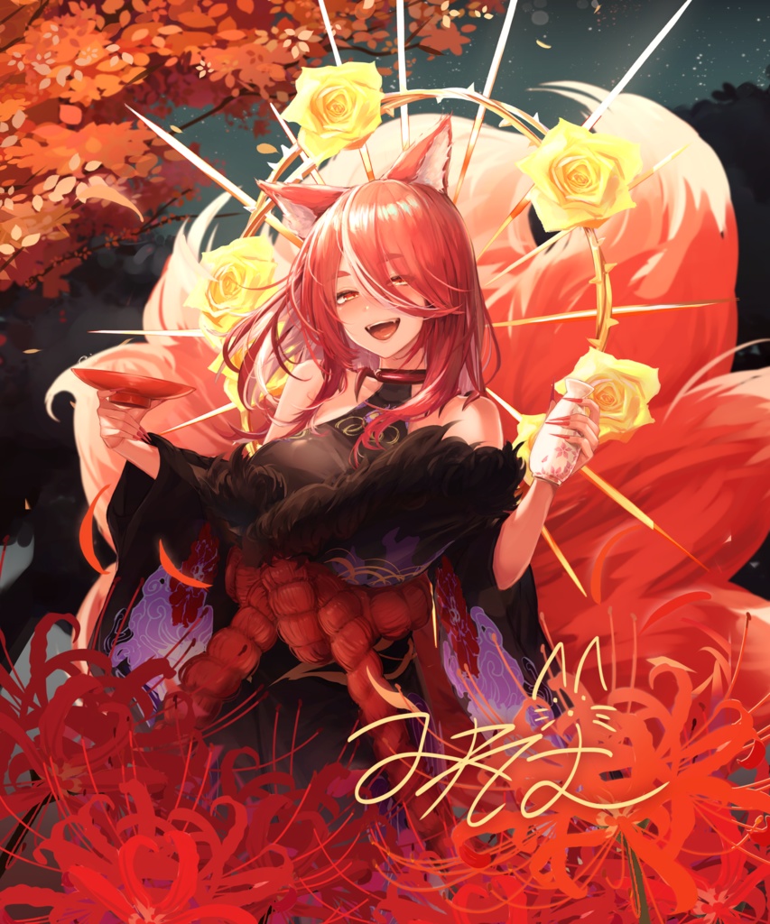 【VTuber活動5周年記念】メタバースに飾る立体絵画 『生樹蛮蛋 優/艶』【小説から生まれた仙神妖狐VTuberミレハ】