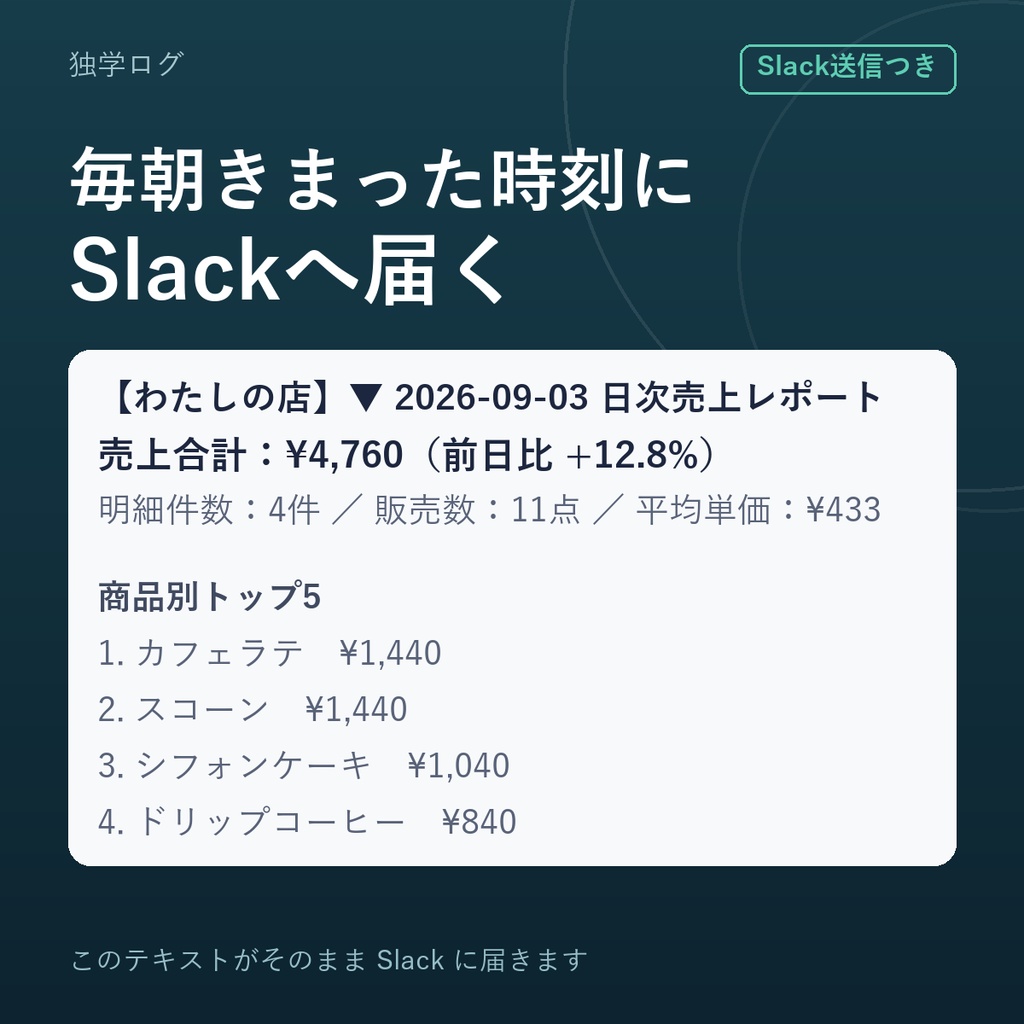 【個人店・EC向け】日次売上レポート自動化キット｜Googleスプレッドシート＋GAS（コード全文・導入マニュアル付き）