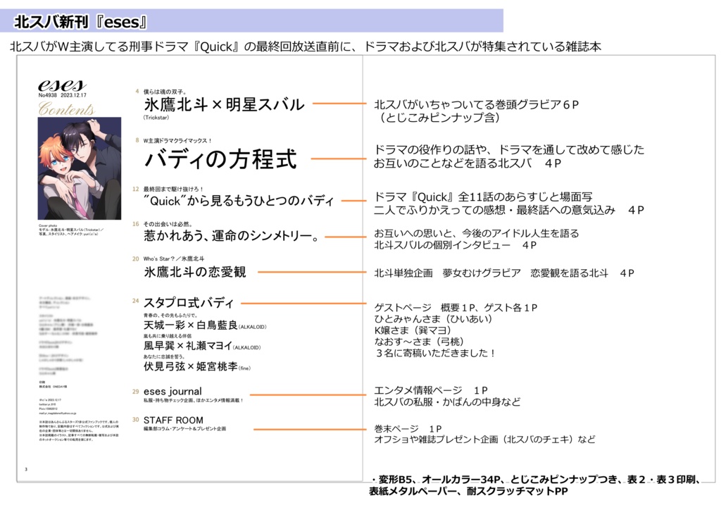 eses(雑誌風北スバ本)※無配つき