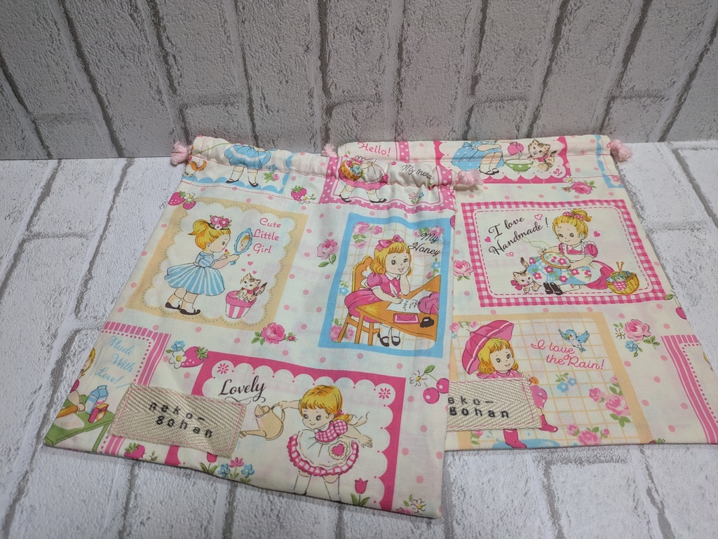 キュートガール柄 巾着袋