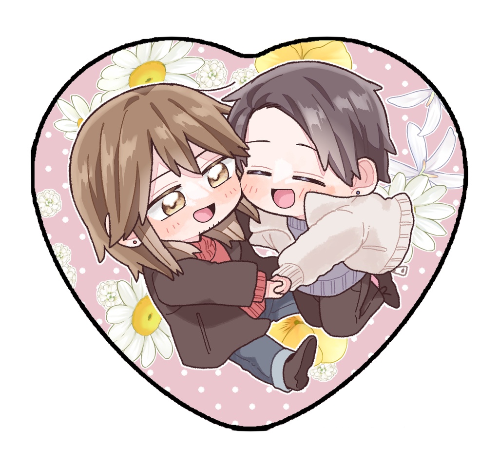 れんとゆうご ハート型缶バッジ(3種)