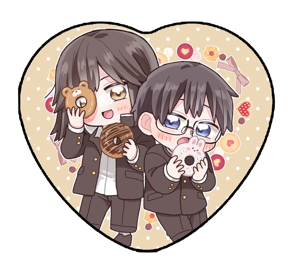 れんとゆうご ハート型缶バッジ(3種)