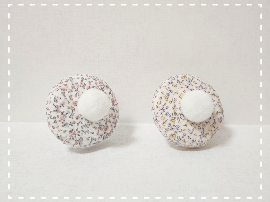 花柄キルティングベレー帽