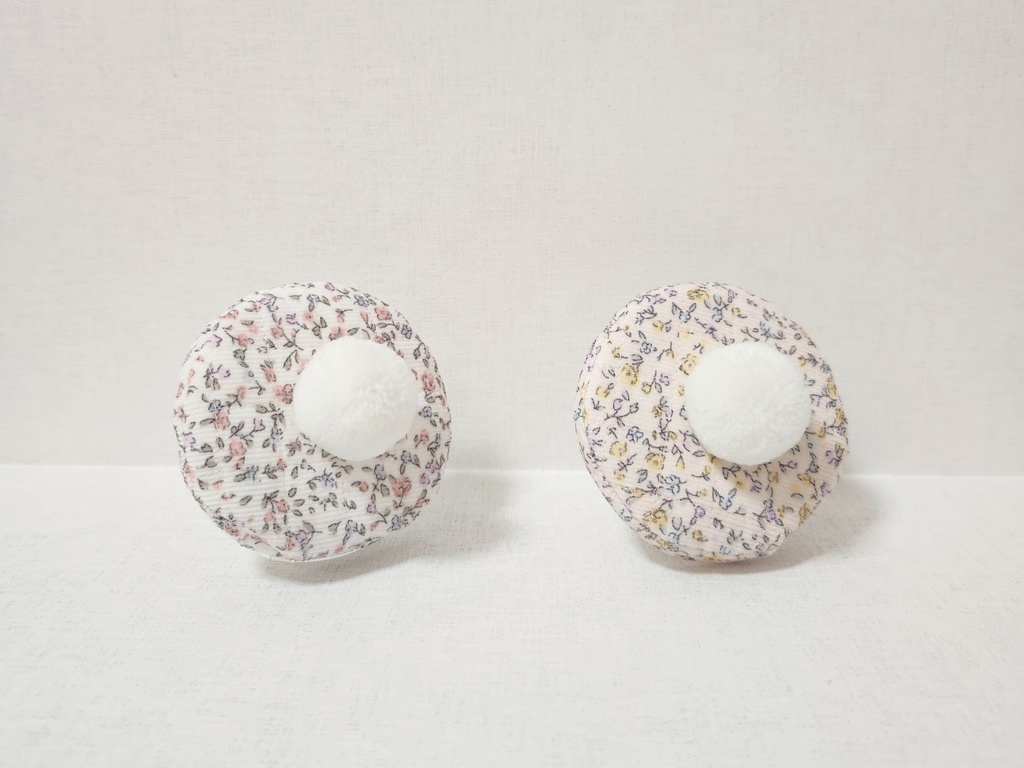 花柄キルティングベレー帽