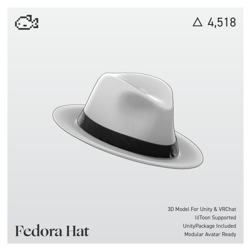 フェドーラ帽 (Unity想定3Dモデル)